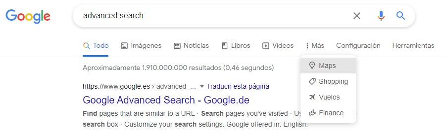 advanced search filtros google