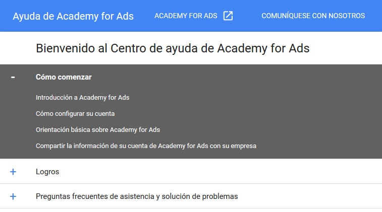 centro de ayuda de academy for ads