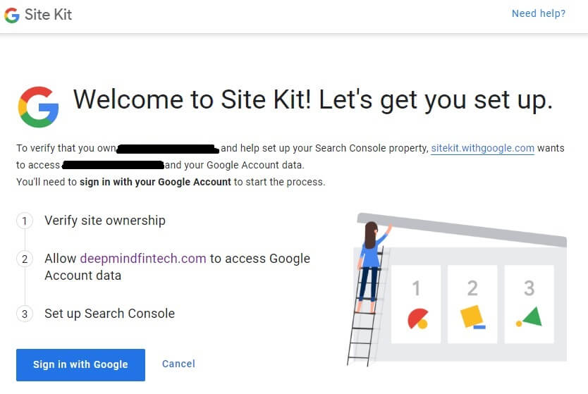 site kit by google singn in
