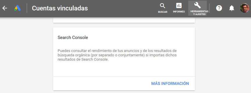 tutorial search console vincular google ads