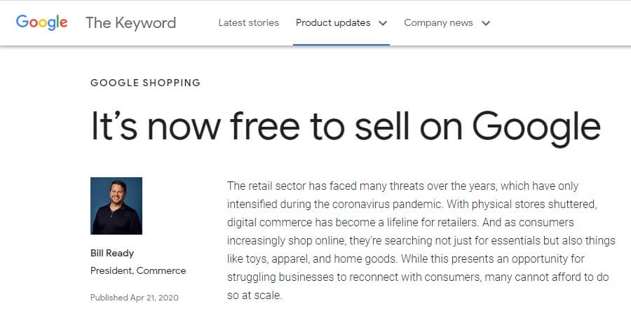 its now free to sell on google