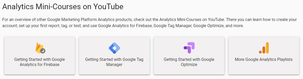 minicursos en youtube analytics academy