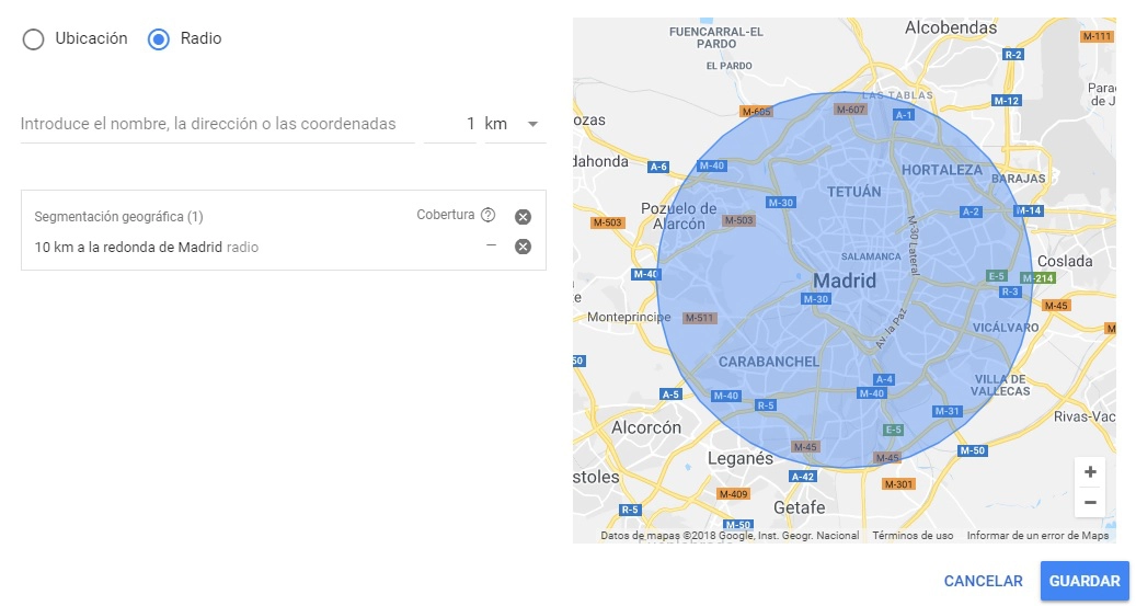 radio campaña google adwords