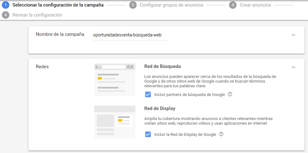 red campaña google adwords