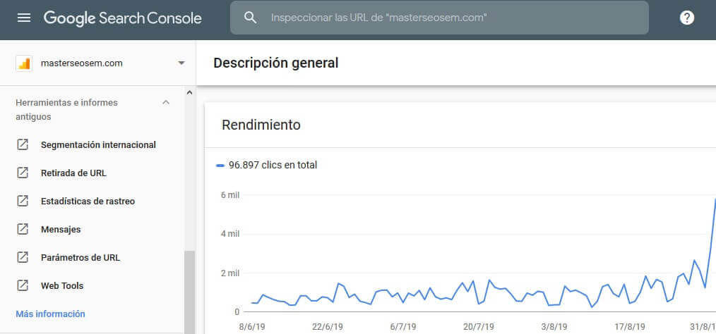 tutorial search console herramientas informes antiguos