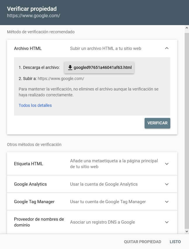 tutorial search console verificar propiedad 5 metodos